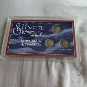 Silver Mercury Dime Mint Mark Collection - Blue Display